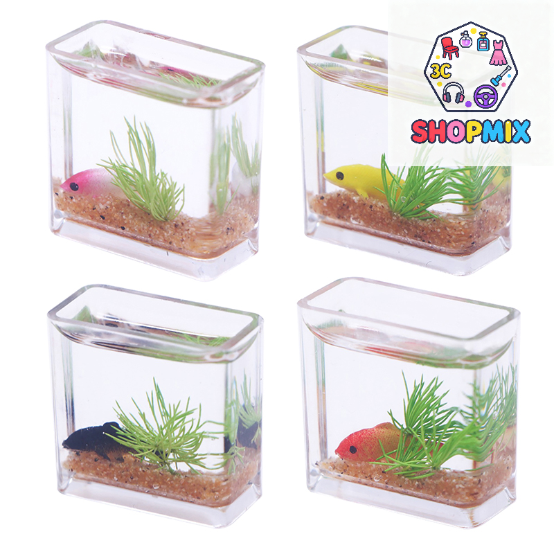 Fish Toy In Aquarium - 1Pc 1:12 Dollhouse Miniature Fish Tank