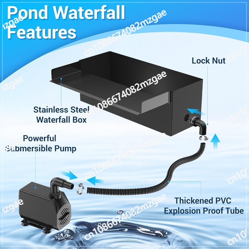 Fish Tank Filter - 304 Stainless Steel Pond Bellows Waterfall