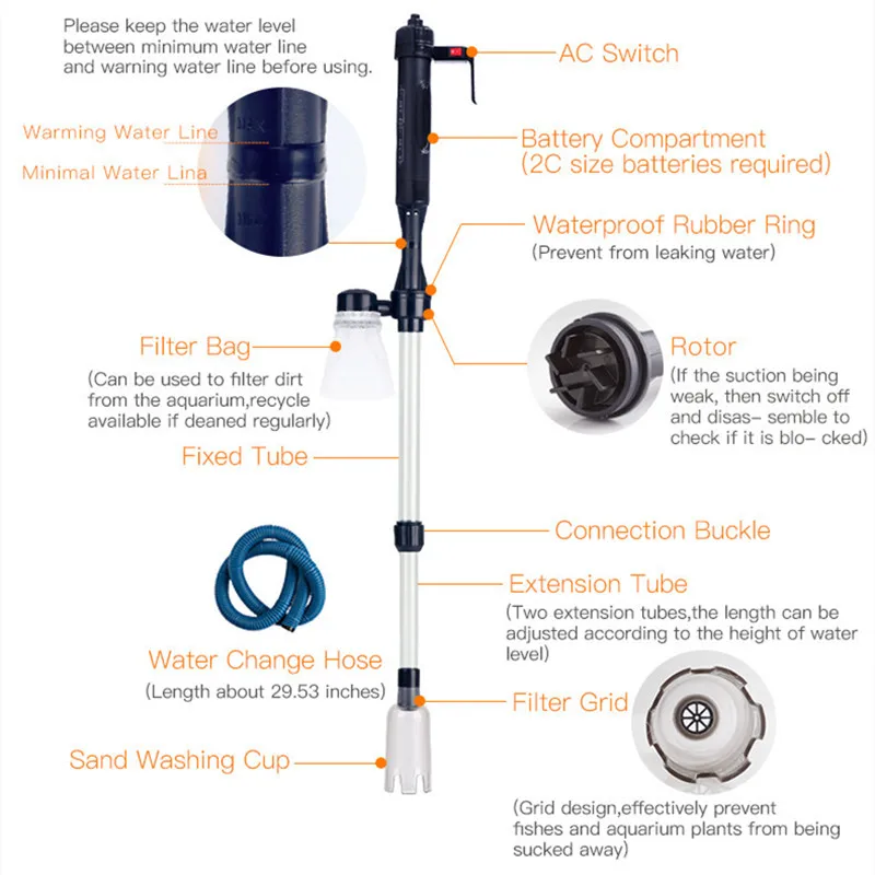 Electric Water Changer Vacuum  – обзор и цена Gravel Vacuum Cleaner